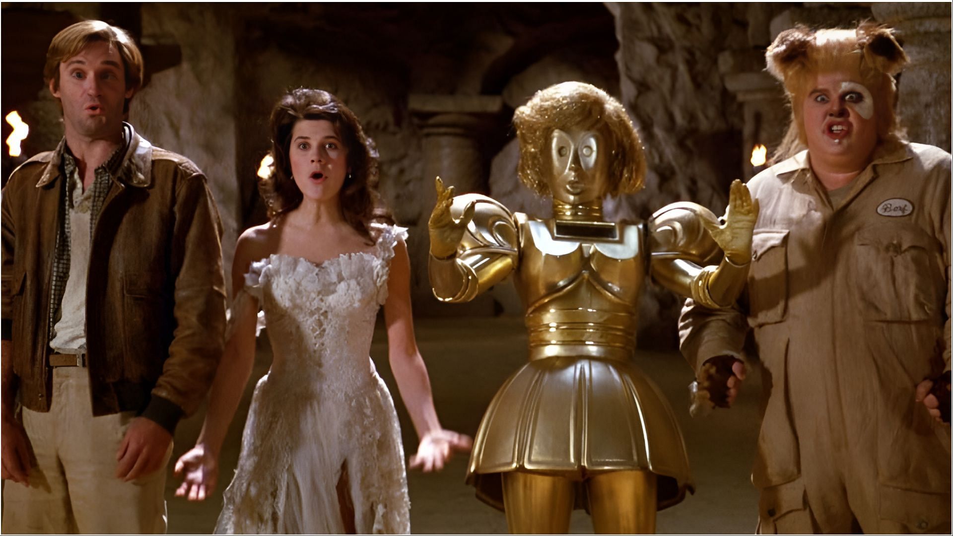 The original Spaceballs crew, Bill Pullman as Lone Starr, Daphne Zuniga as Princess Vespa, Joan Rivers as the voice of Dot Matrix, and John Candy as Barf remain central to the legacy leading into Spaceballs 2. (Image via Amazon Prime)